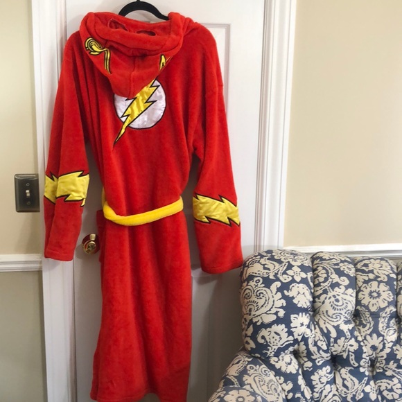 Robe Factory Other - The Flash red yellow plush bath robe loungewear